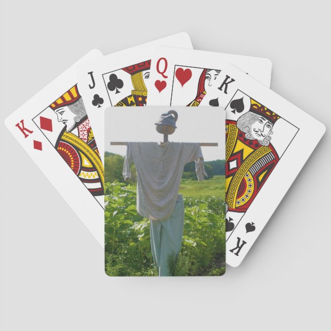 Scarecrow In Garden Field Nature  Playing Cards (Back)