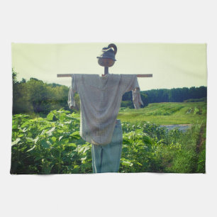 Scarecrow In Garden Field   Tea Towel