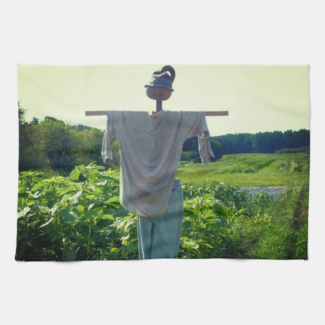 Scarecrow In Garden Field   Tea Towel (Horizontal)