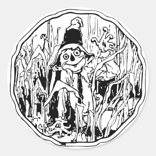 Scarecrow in the Corn Classic Round Sticker (Front)