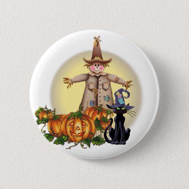 SCARECROW, JACK & CAT by SHARON SHARPE 6 Cm Round Badge (Front)