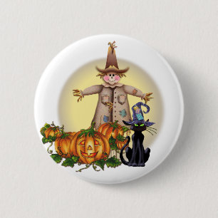 SCARECROW, JACK & CAT by SHARON SHARPE 6 Cm Round Badge