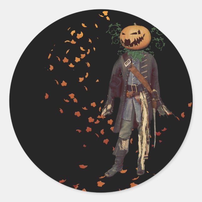 Scarecrow Jack Halloween Classic Round Sticker (Front)