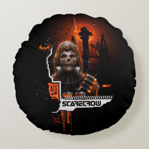 Scarecrow Orange Graphic Round Cushion