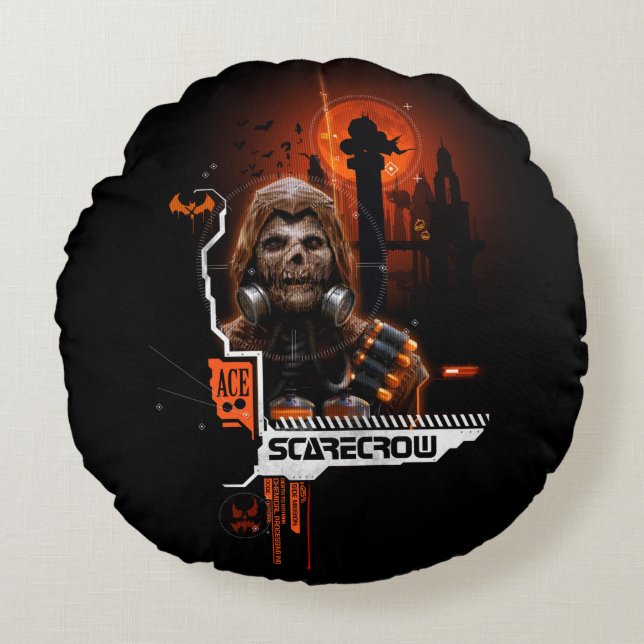 Scarecrow Orange Graphic Round Cushion (Front)