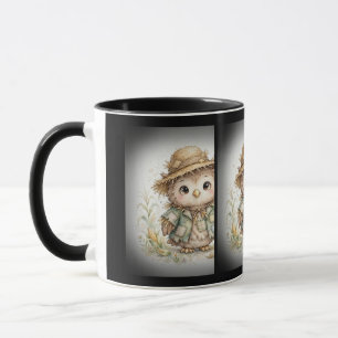 Scarecrow Owl in Cornfield Halloween Mug