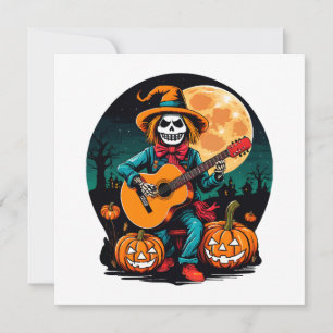 scarecrow plays guitar and celebrates halloween