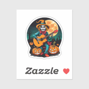 scarecrow plays guitar and celebrates halloween