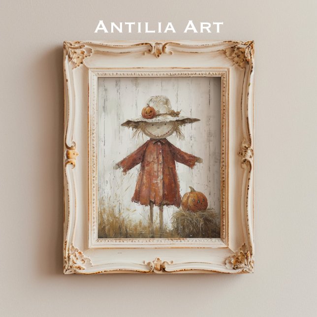 Scarecrow Portrait Painting Vintage Straw Man Poster (Creator Uploaded)