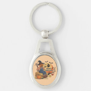 Scarecrow Pumpkin Halloween Rustic Vibes Art Key Ring