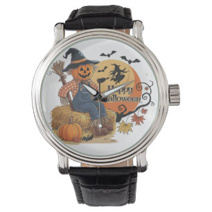 Scarecrow Pumpkin Halloween Rustic Vibes Art Watch