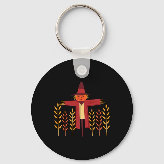 Scarecrow Pumpkin Head Wheat Field Autumn Fall  Key Ring (Front)