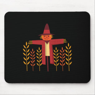 Scarecrow Pumpkin Head Wheat Field Autumn Fall Mouse Pad