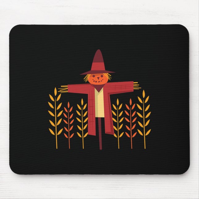Scarecrow Pumpkin Head Wheat Field Autumn Fall  Mouse Pad (Front)