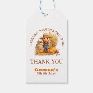 SCARECROW PUMPKINS & BALES OF HAY MODERN BIRTHDAY  GIFT TAGS