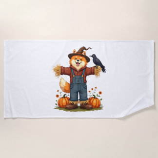 Scarecrow Samoyed Dog Beach Towel