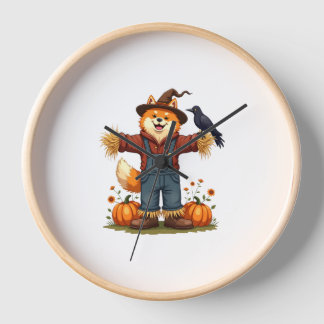 Scarecrow Samoyed Dog Clock