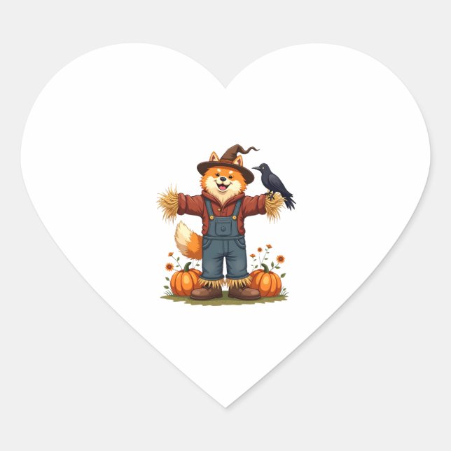 Scarecrow Samoyed Dog Heart Sticker (Front)