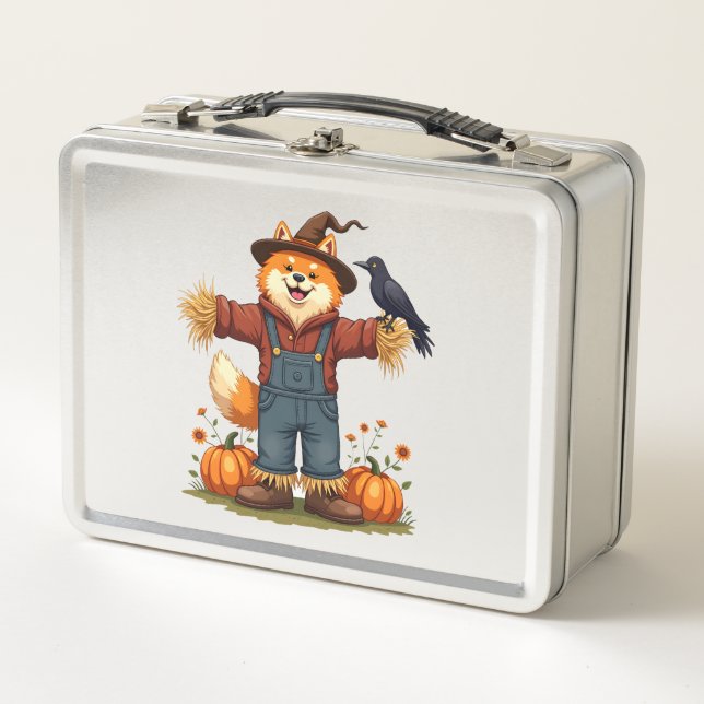 Scarecrow Samoyed Dog Metal Lunch Box (Front)