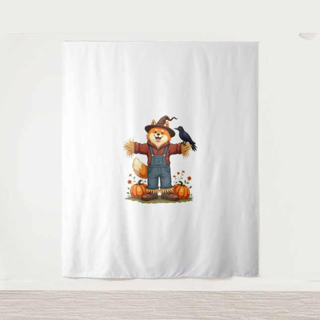 Scarecrow Samoyed Dog Tapestry (Front)