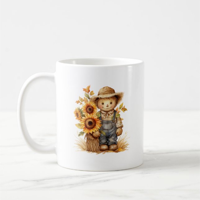 Scarecrow Sunflower  Coffee Mug (Left)