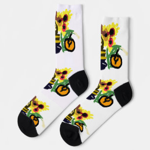 Scarecrow sunflowers old Style  Socks