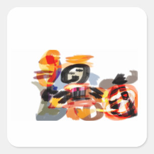 Scarecrow Sunset Autumn Square Sticker