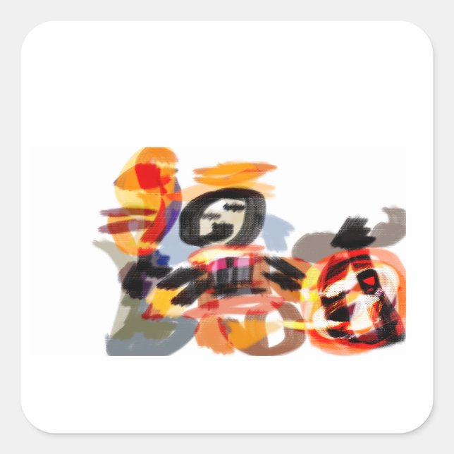 Scarecrow Sunset Autumn  Square Sticker (Front)