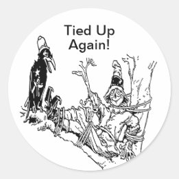 Scarecrow Tied in Tree Classic Round Sticker