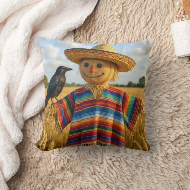 Scarecrow Wearing a Sombrero and Poncho Cushion (Blanket)