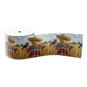 Scarecrow Wearing a Sombrero and Poncho Grosgrain Ribbon