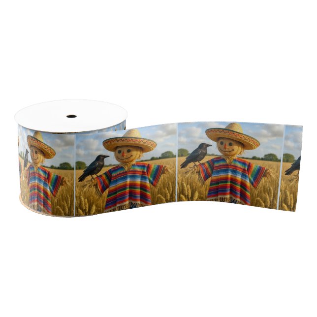 Scarecrow Wearing a Sombrero and Poncho Grosgrain Ribbon (Spool)