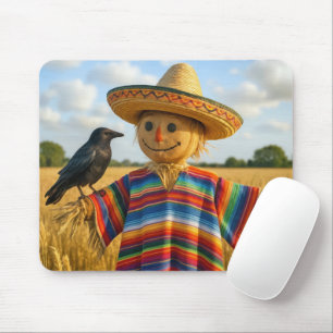 Scarecrow Wearing a Sombrero and Poncho Mouse Pad