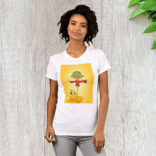 Scarecrow With Pumpkins Womens T-Shirt