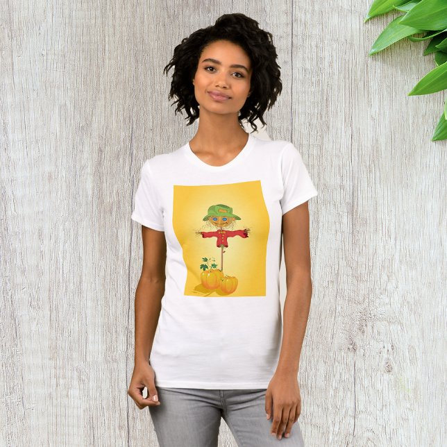 Scarecrow With Pumpkins Womens T-Shirt (Creator Uploaded)