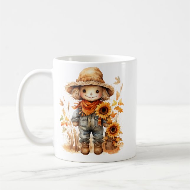 Scarecrow with Sunflower  Coffee Mug (Left)