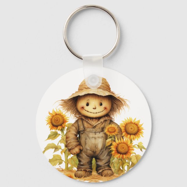 Scarecrow with Sunflower  Key Ring (Front)