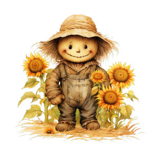 Scarecrow with Sunflower  Napkin