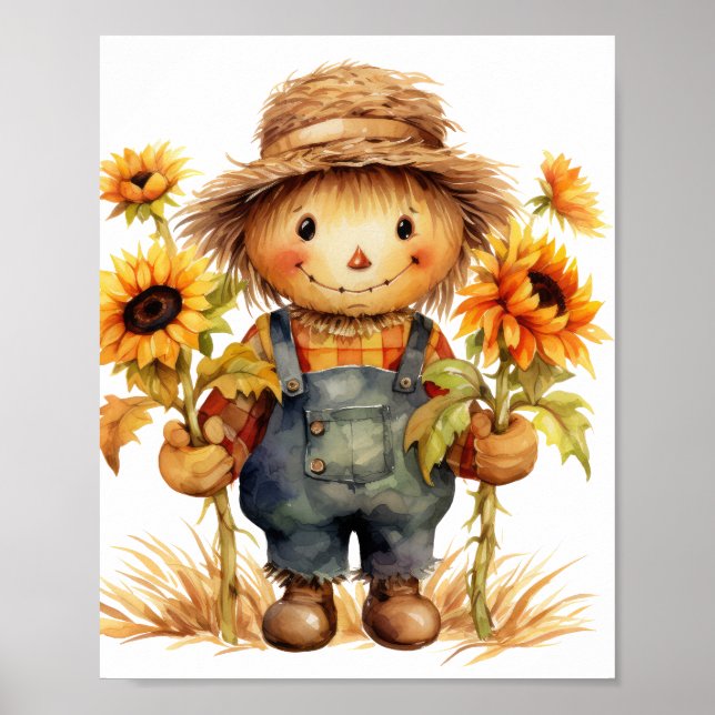 Scarecrow with Sunflower  Poster (Front)