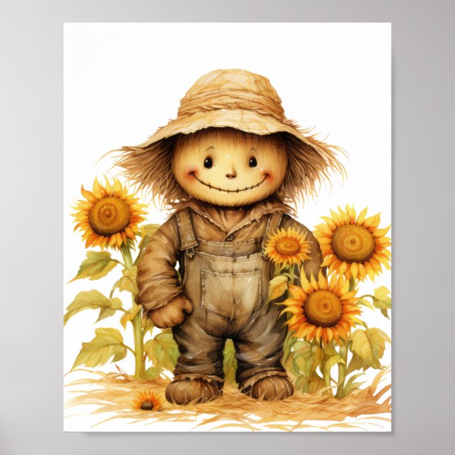 Scarecrow with Sunflower  Poster (Front)