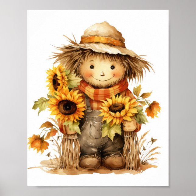 Scarecrow with Sunflower  Poster (Front)