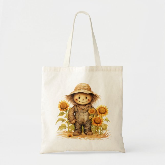 Scarecrow with Sunflower  Tote Bag (Front)
