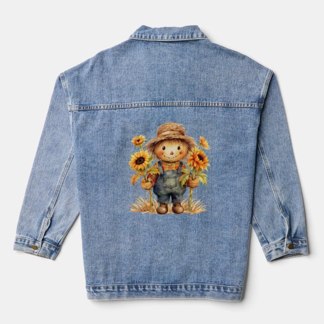 Scarecrow with Sunflowers  Denim Jacket (Back)