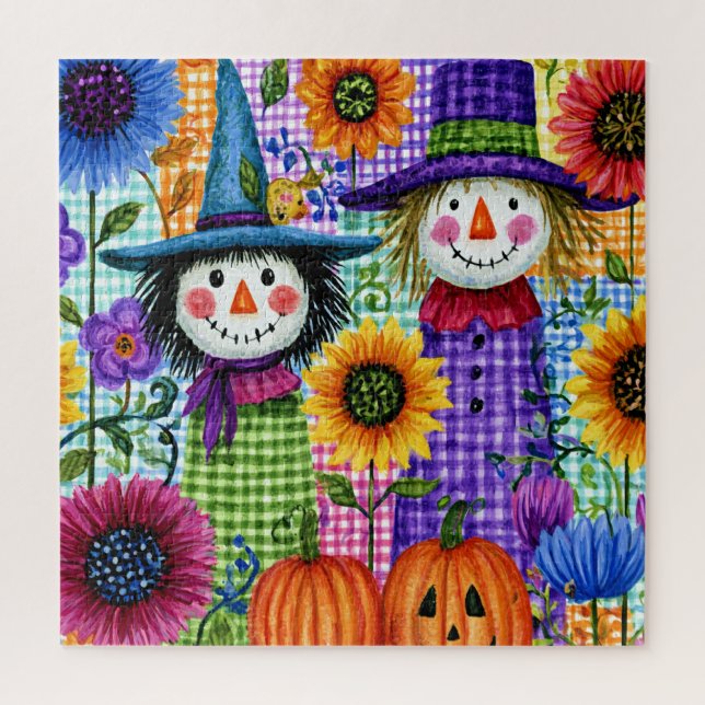 Scarecrows and Pumpkins, Halloween, Jigsaw Puzzle (Vertical)