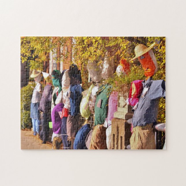 Scarecrows line Jaffrey, NH Street Jigsaw Puzzle (Horizontal)