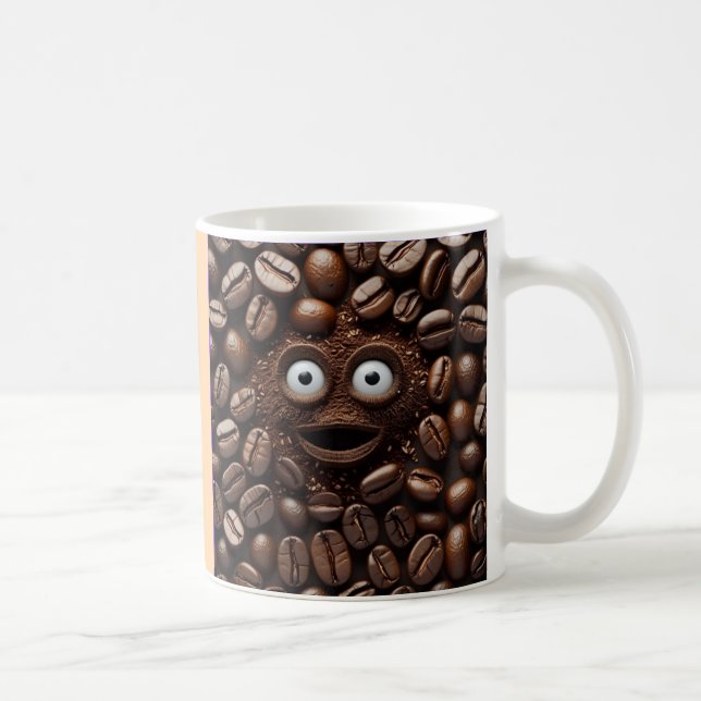 "Scared Bean" Coffee Mug – For Coffee Lovers with  (Right)