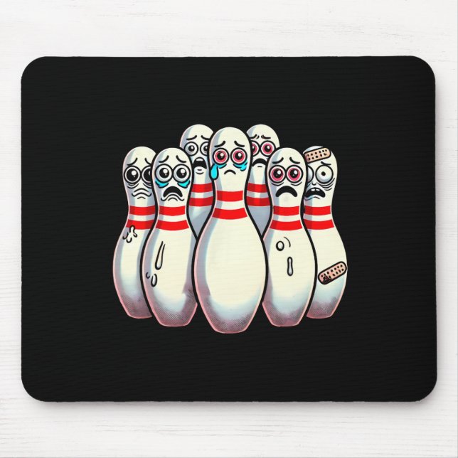 Scared Bowling Pins Cartoon Fun Bowler Humourous M Mouse Pad (Front)