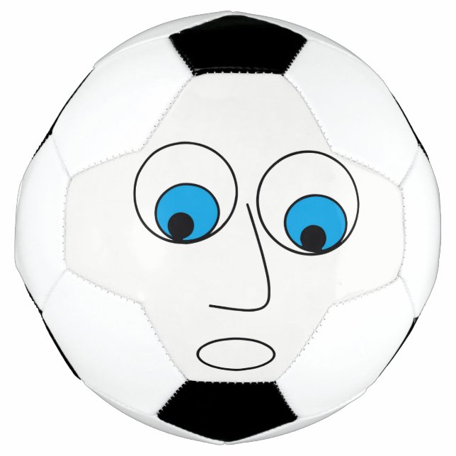 Scared Cartoon Face Design Funny Soccer Ball (Front)