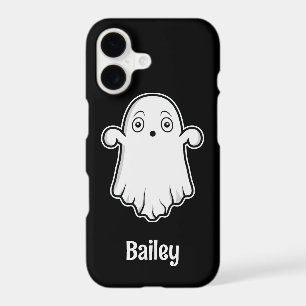 Scared Cartoon Ghost And Personalizable Name Black