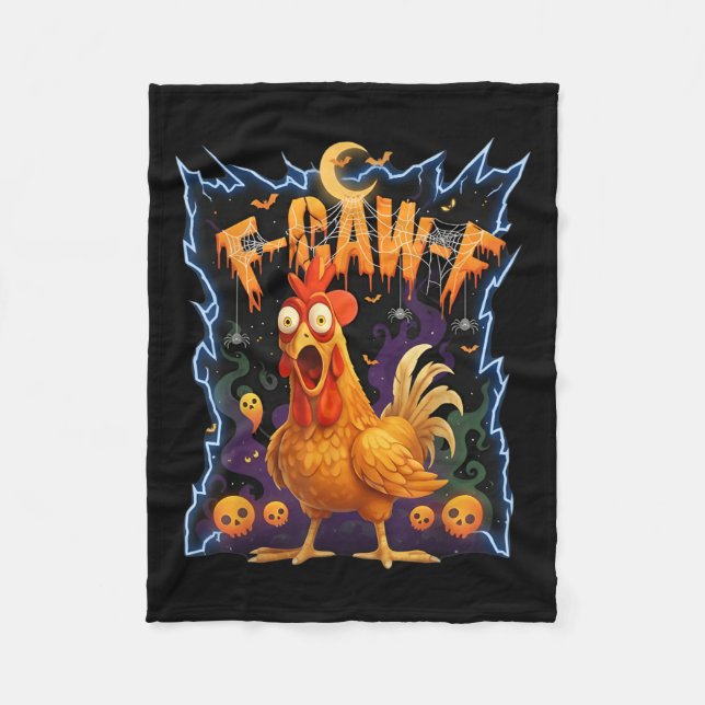 Scared Chicken F-caw-f Halloween Tee  Fleece Blanket (Front)
